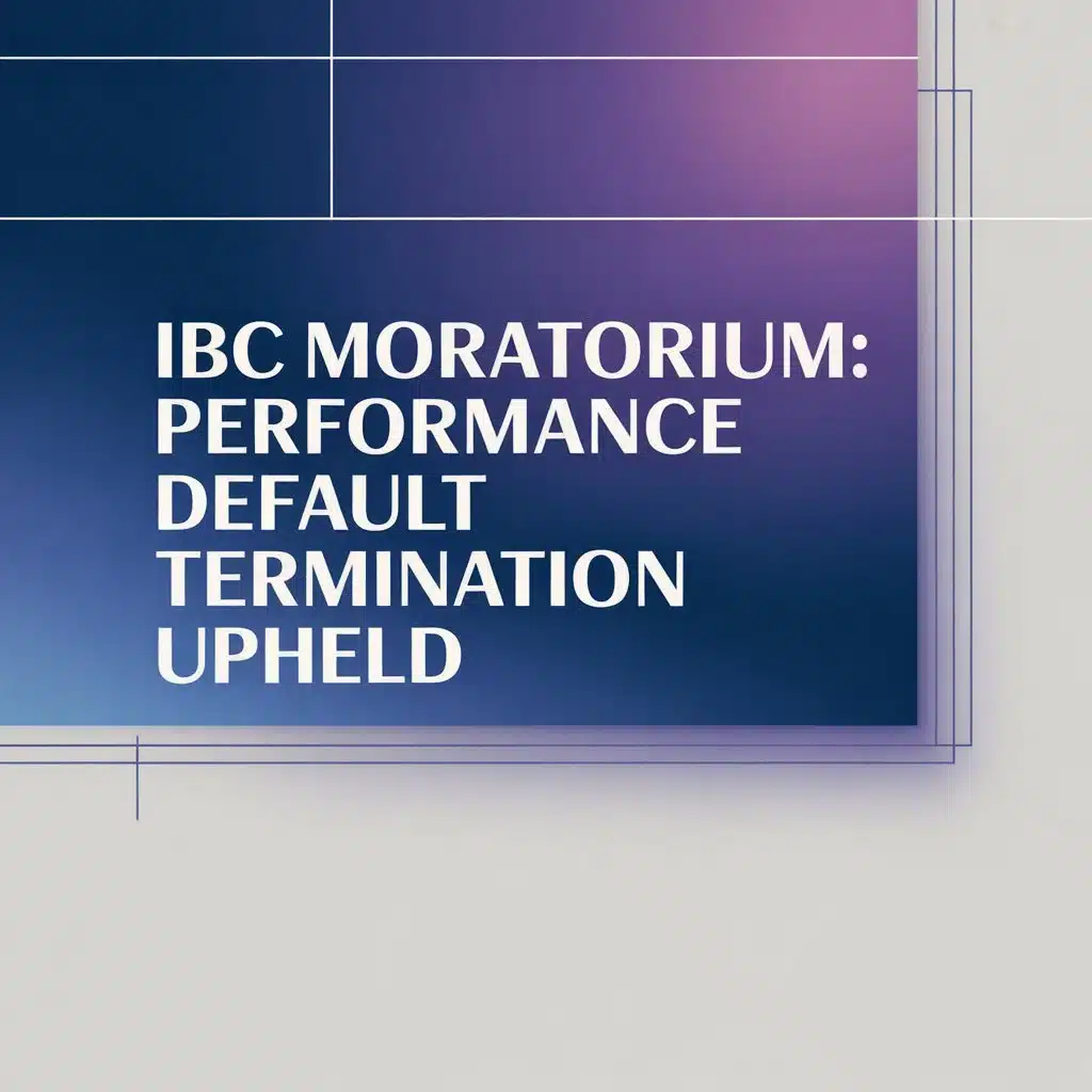 IBC Moratorium: Performance Default Termination Upheld
