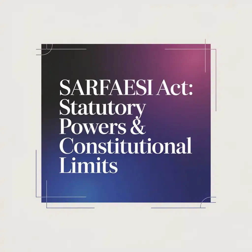 SARFAESI Act: Statutory Powers & Constitutional Limits