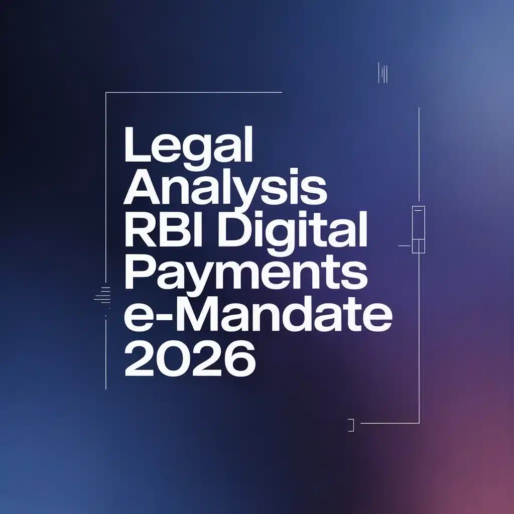 Legal Analysis RBI Digital Payments E-Mandate 2026